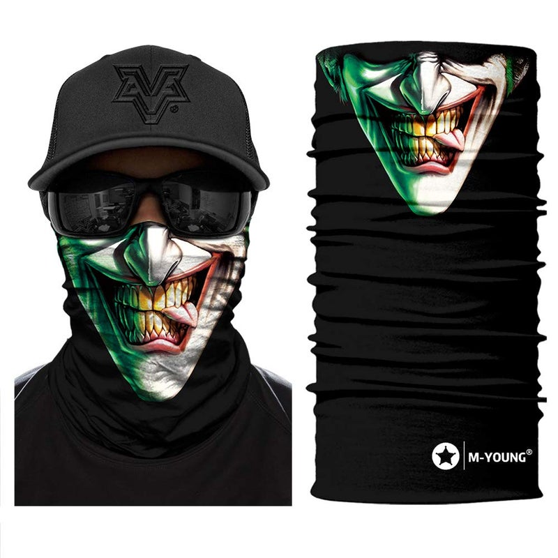 M-YOUNG Skull Face Mask Bandanas, Neck Gaiter, Headwear, Magic Scarf, Headband for dust sun wind (Green) - Image 1